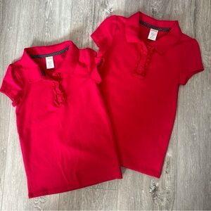 EUC Lot of 2 Girls Gymboree Cherry Red Short Sleeve Polo with Ruffle Size 6